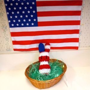 Amigurumi bunny, red, white and blue